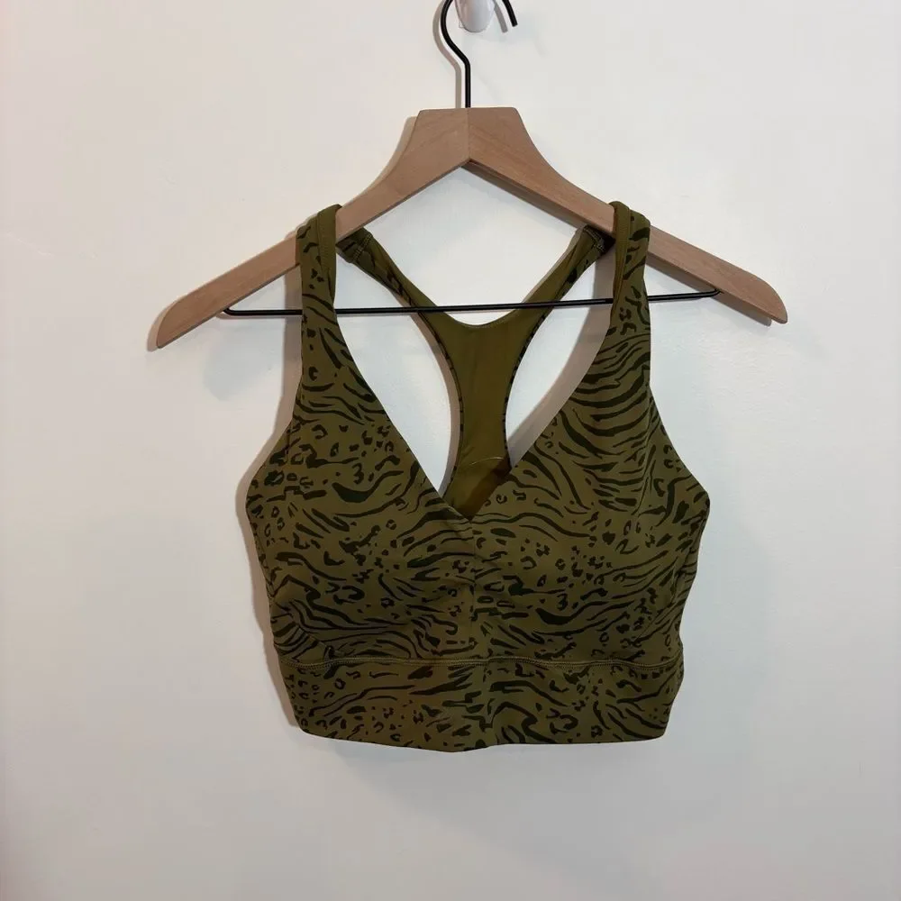 Athleta Transcend Plunge Bra NEW with tags Size Large D/DD Nina Animal Olive - Picture 5 of 14